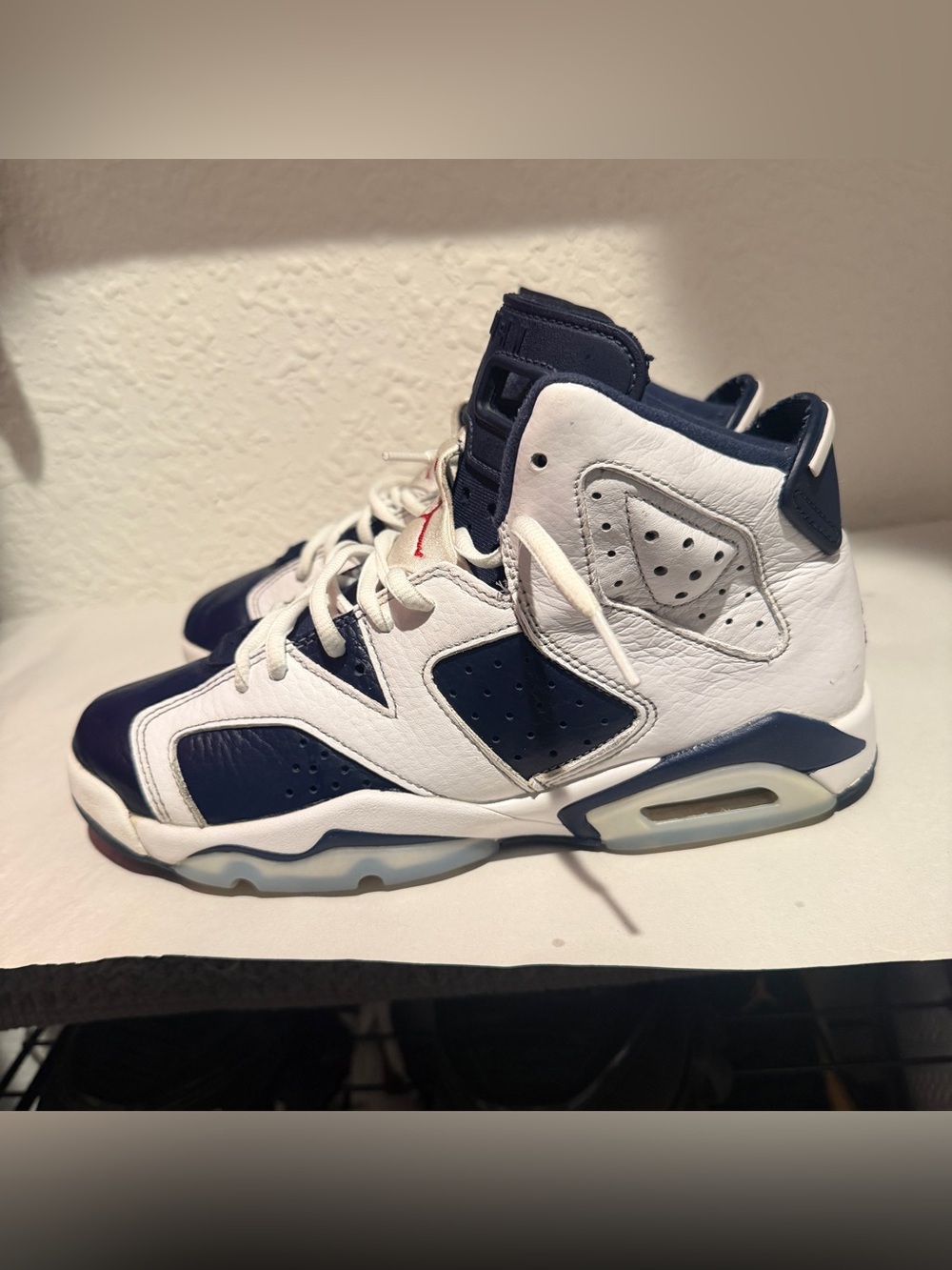 Jordan 6 Navy and White High-Top Sneaker